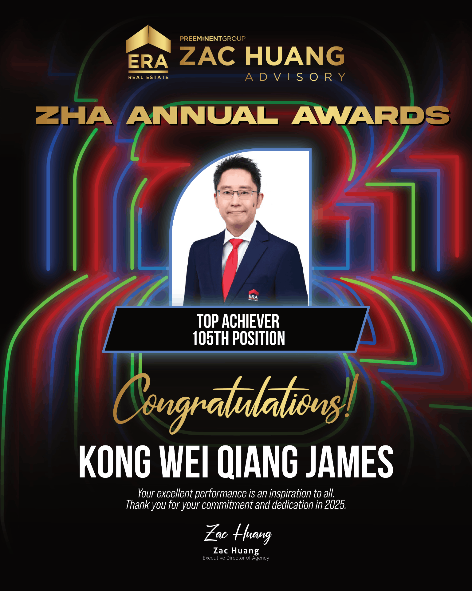 ZHA Annual — Top Achiever — Zac Huang Advisory, 105th · 2025